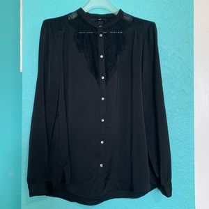 H&M Silk Black Button Down - size M